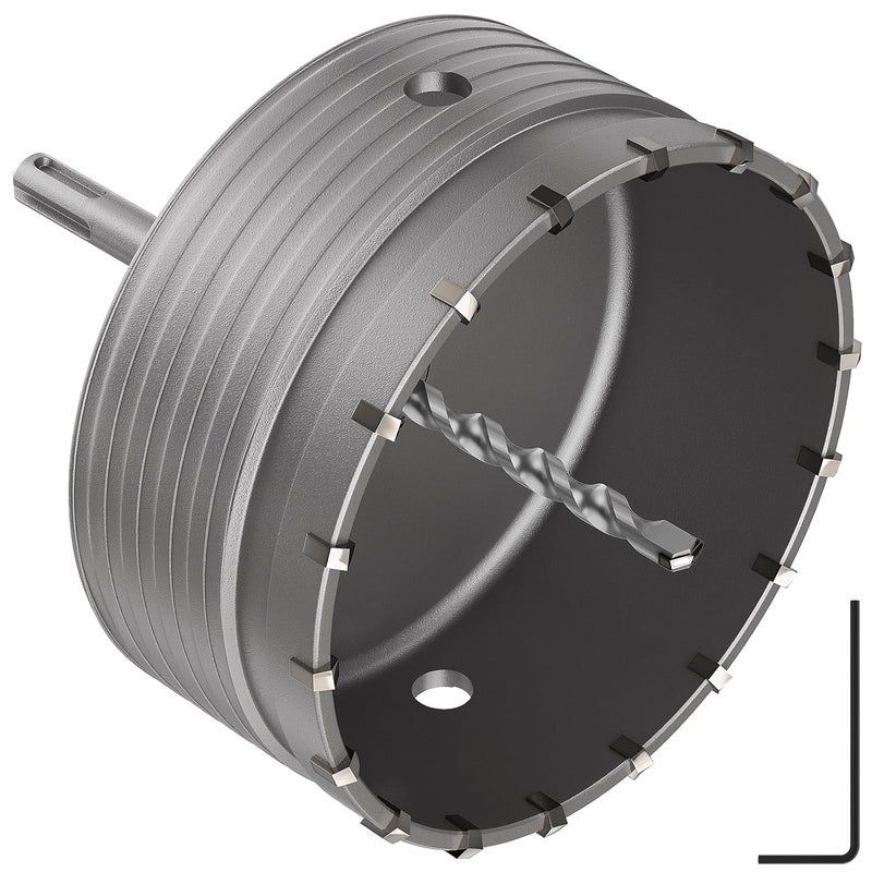 DAIMIT ㅤ Concrete Hole Saw 160mm / 6.3 "with 220mm SDS Plus Shank Connecting Rod, Hole Saw Tool Set for Concrete Cement Brick Stone Wall Drilling - Image 1